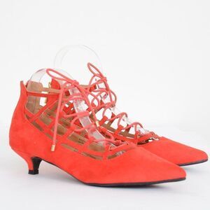 Comfortview Kylie Kitten Heel Strappy Lace Up Back Zip Pumps NEW Women's size 9